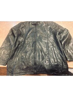 Victory Sportswear Mens Black Leather Motorcycle Jacket XL Quilted Full Zip